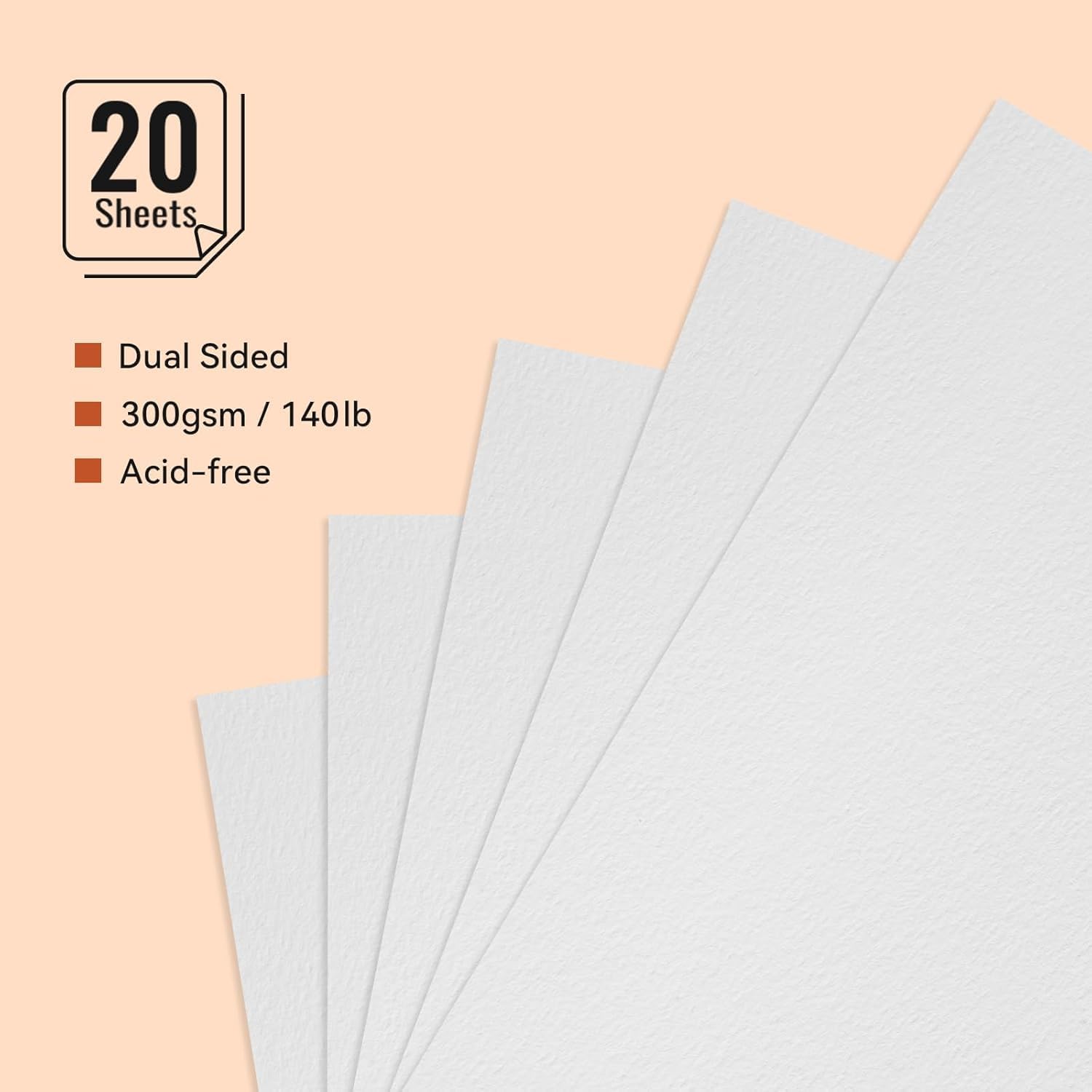 Lightwish Watercolor Sketchbook,100% Cotton Acid Free Watercolor Journal,300gsm/140lb Cold Press Watercolor Paper for Artists,Adults,Students,20 Sheets,Paper 5.8 * 8.2 Inches(A5)