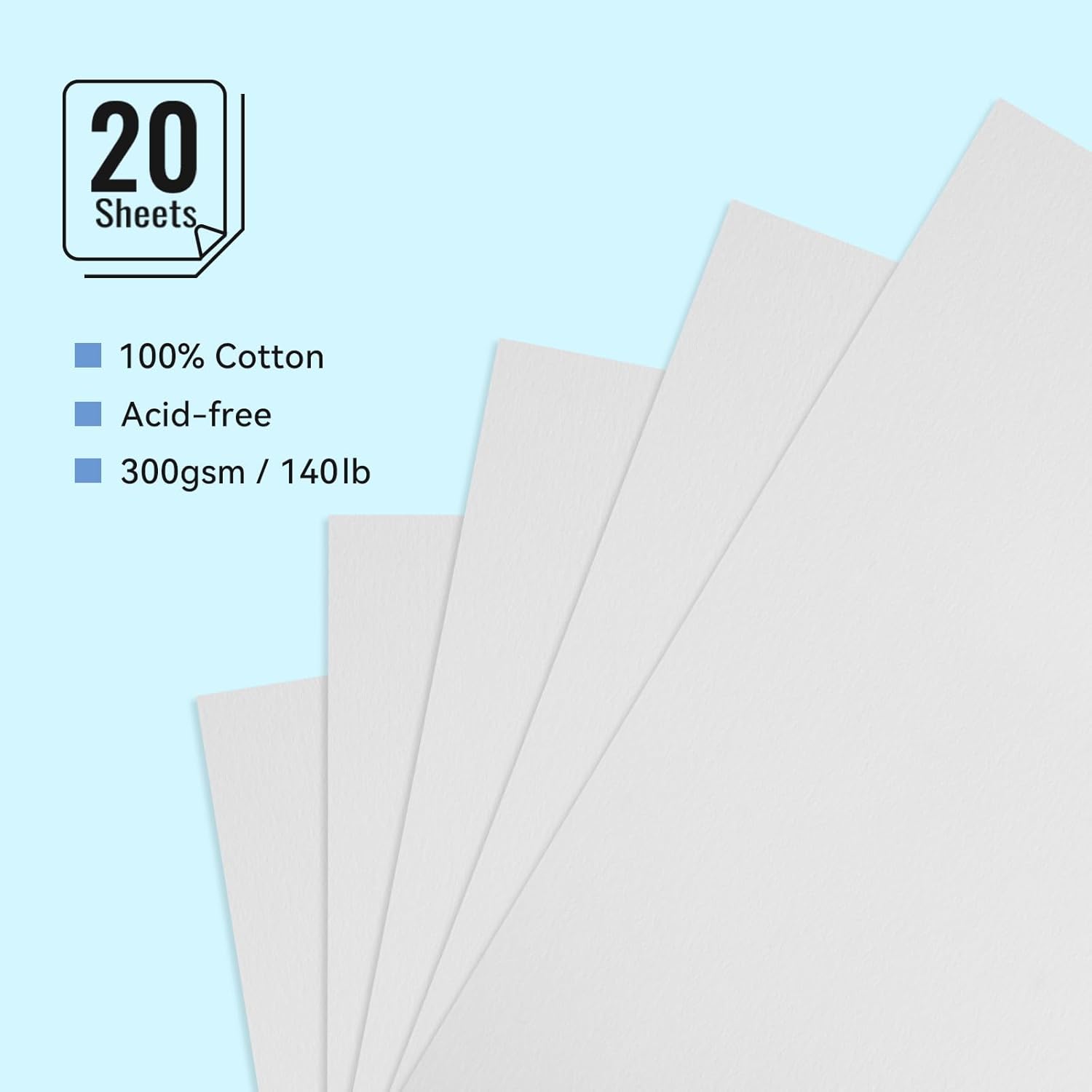 Lightwish Watercolor Sketchbook,100% Cotton Acid Free Watercolor Journal,300gsm/140lb Hot Press Watercolor Paper for Artists,Adults,Students,20 Sheets,Paper 5.8 * 8.2 Inches(A5)