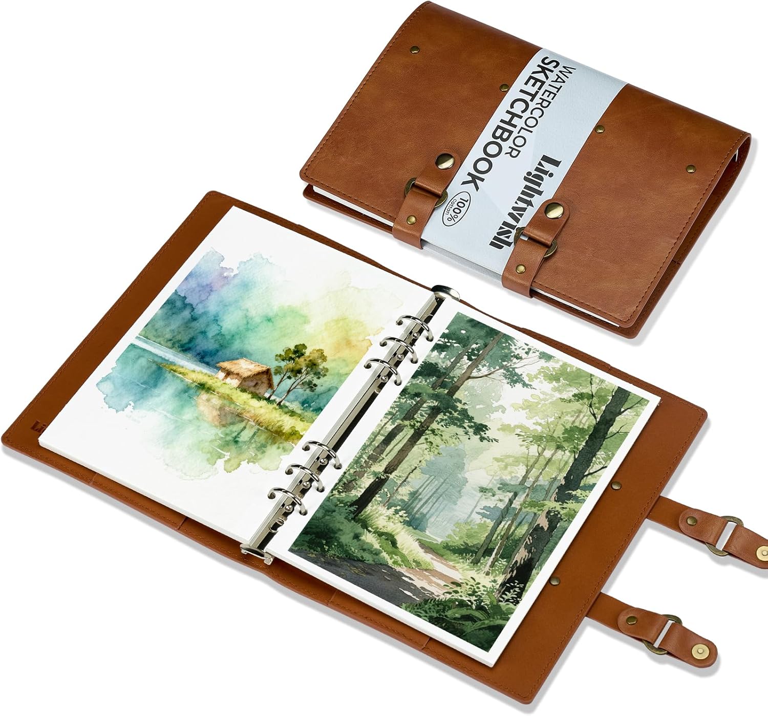 Lightwish Watercolor Sketchbook,100% Cotton Acid Free Watercolor Journal,300gsm/140lb Hot Press Watercolor Paper for Artists,Adults,Students,20 Sheets,5.8 * 8.2 Inches Paper