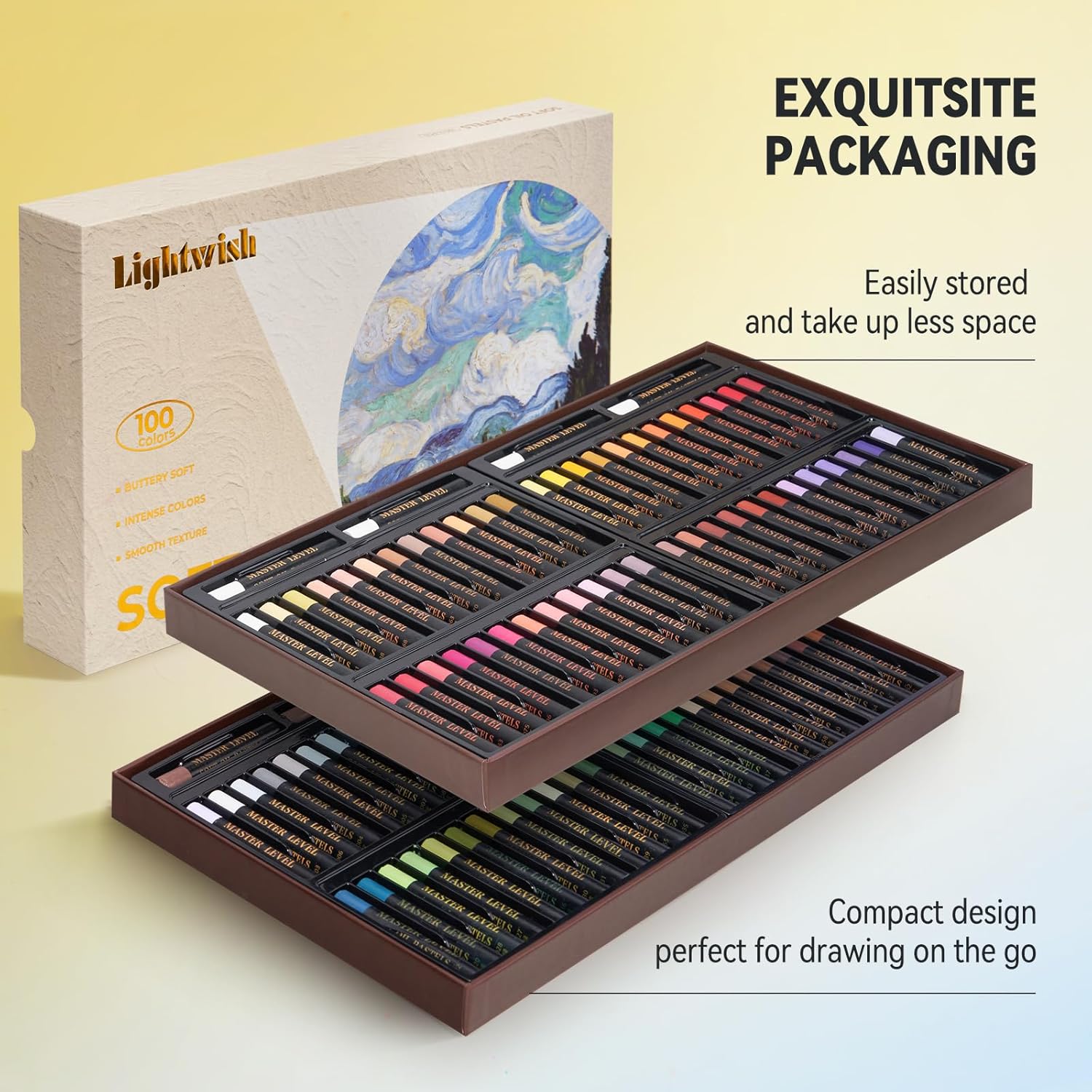 Lightwish Professionelle Ölpastelle, 48 leuchtende Farben plus 4 Weiß, 52er-Set, cremige und pigmentierte weiche Künstler-Ölpastelle zum Mischen, Schichten und Schattieren