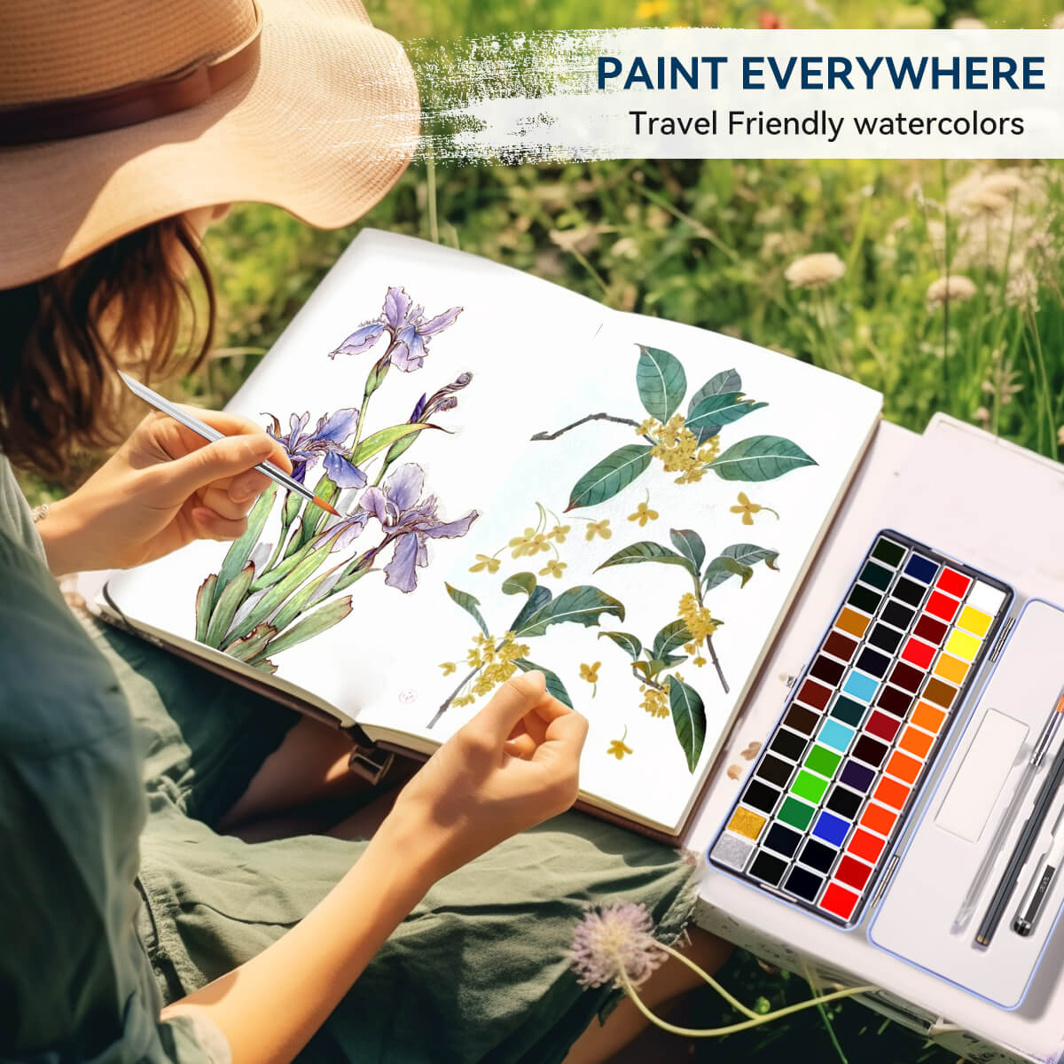 MeiLiang Solid Watercolor Paint Set 52 Colors Standard (Blue Box)