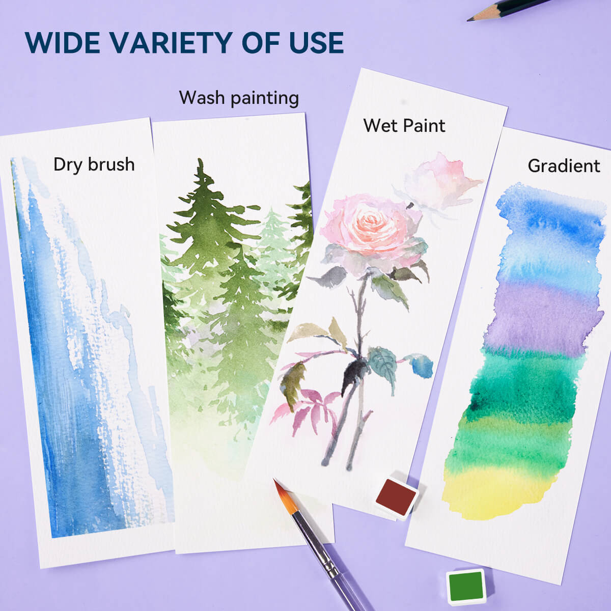 MeiLiang Solid Watercolor Paint Set 52 Colors Standard (Purple Box)