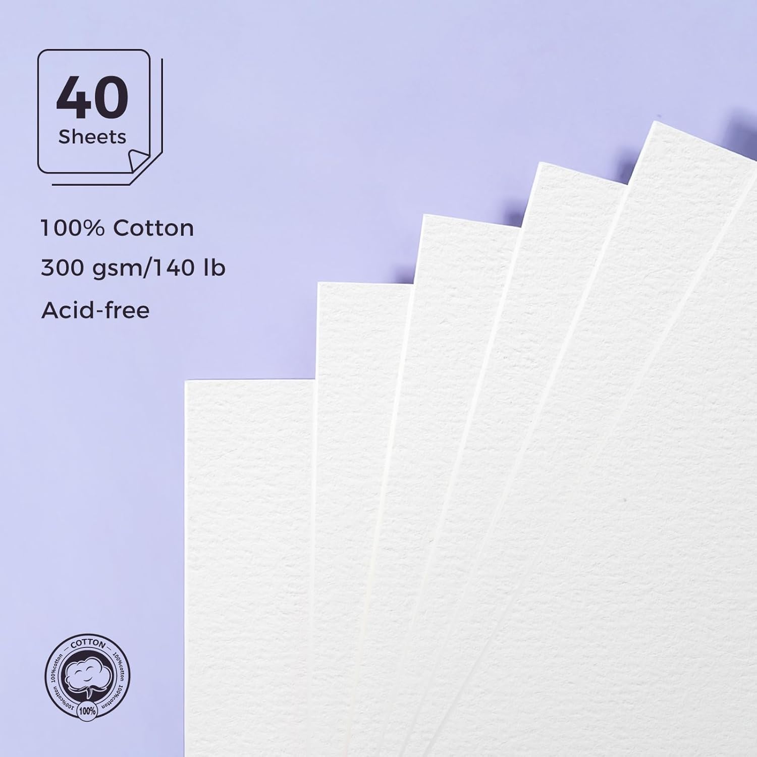 Lightwish Watercolor Paper Refill, 2 Pack 40 Sheets Total - 100% Cotton Acid-Free 300gsm/140lb A5 Landscape Format, Cold Press Texture - Compatible with Lightwish A5 Watercolor Sketchbook (5.8*8.2in)
