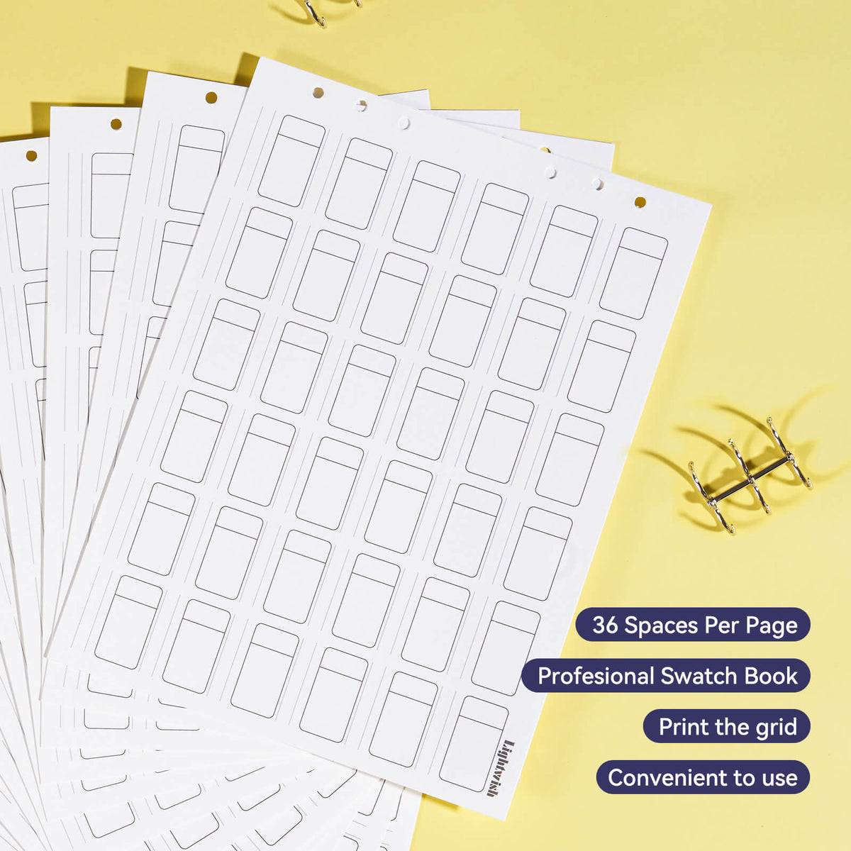 Lightwish Watercolor Swatch Book, 12 sheets, 100% Cotton, 300gsm/140lb, Acid-Free, Hot Press