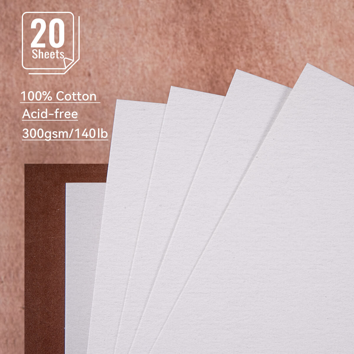 Lightwish Carnet de croquis rétro aquarelle, journal 100 % coton sans acide, papier aquarelle pressé à froid, marron foncé