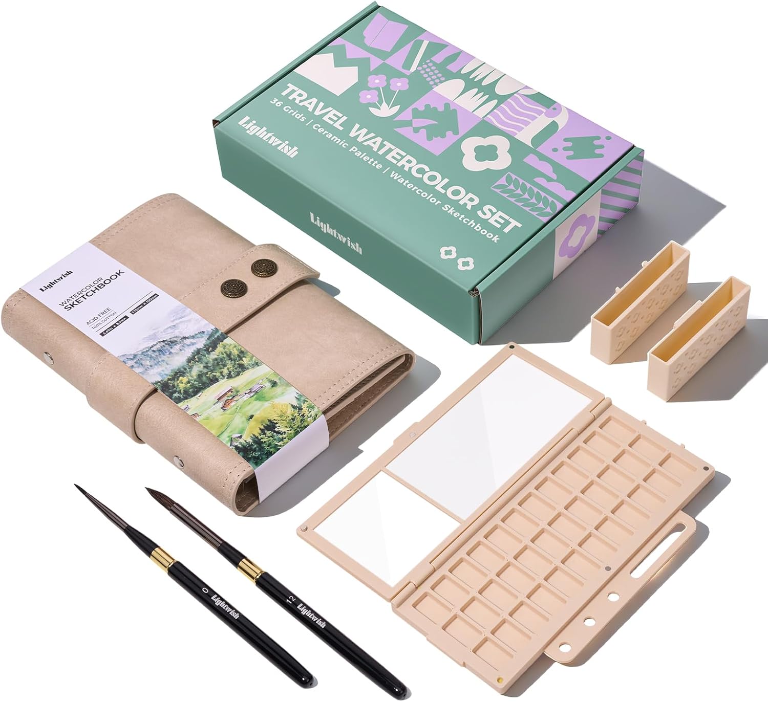 Lightwish Travel Watercolor Journal Set – 6.7x3.9 Inch Cold Press Edition