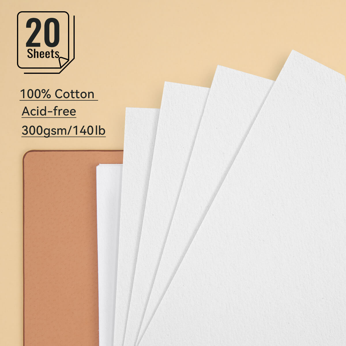 Lightwish Watercolor Journal/Sketchbook Cold & Hot Press A5 Cotton Paper