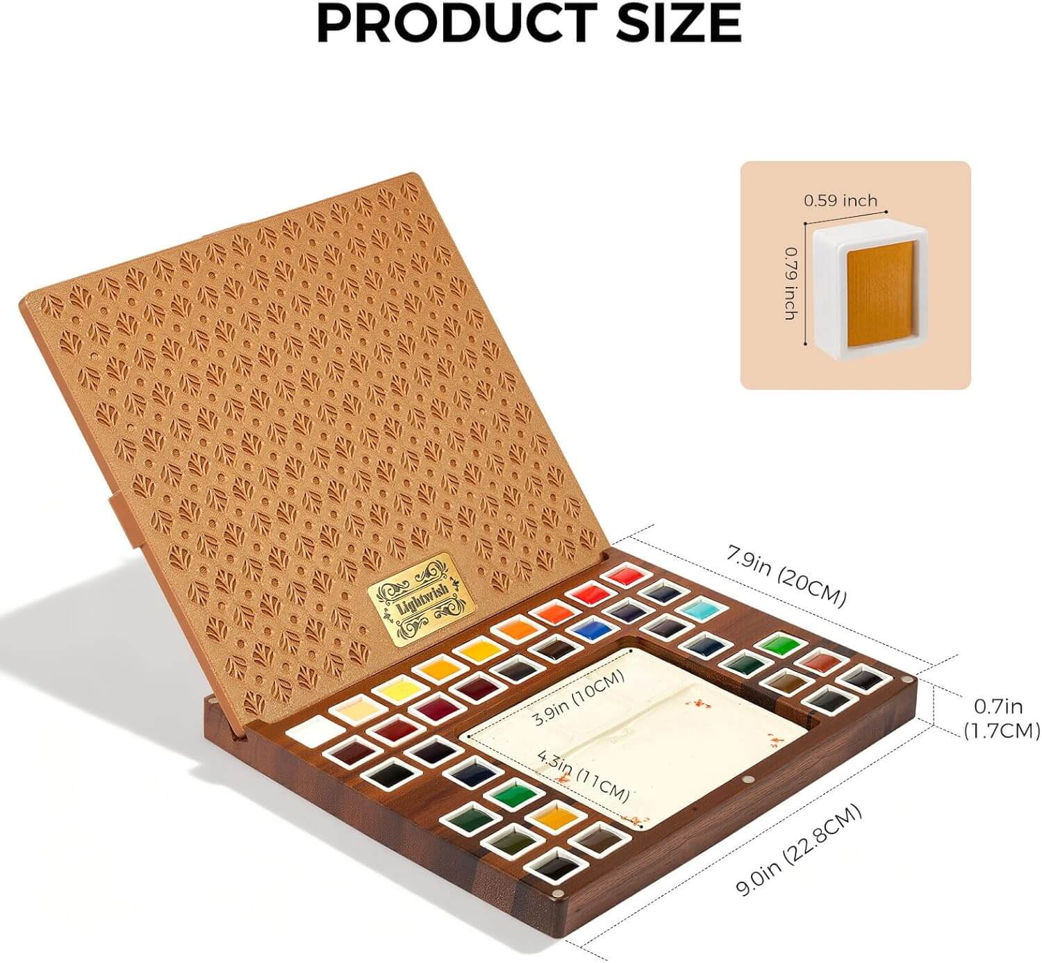 Lightwish Watercolor Paint Set – 36 Colors with Wooden Palette Box