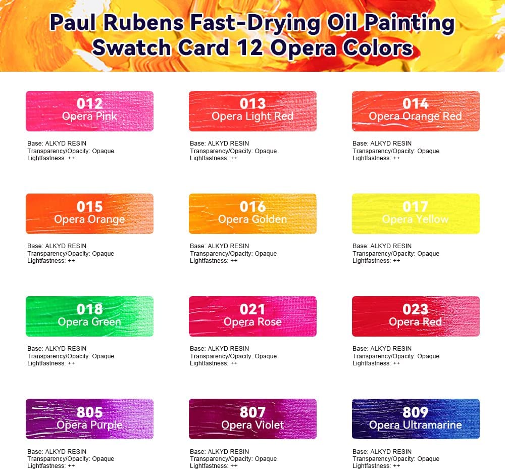 Paul Rubens 12 Neon Colors Oil Paints with High Saturation