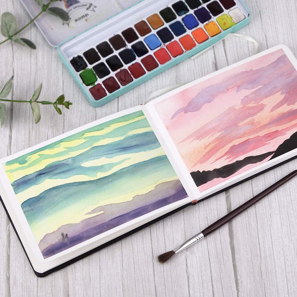 Paul Rubens Watercolor Paper, 100% Cotton Hot Press Watercolor Journal 7.6" x 5.3", 20 Sheets
