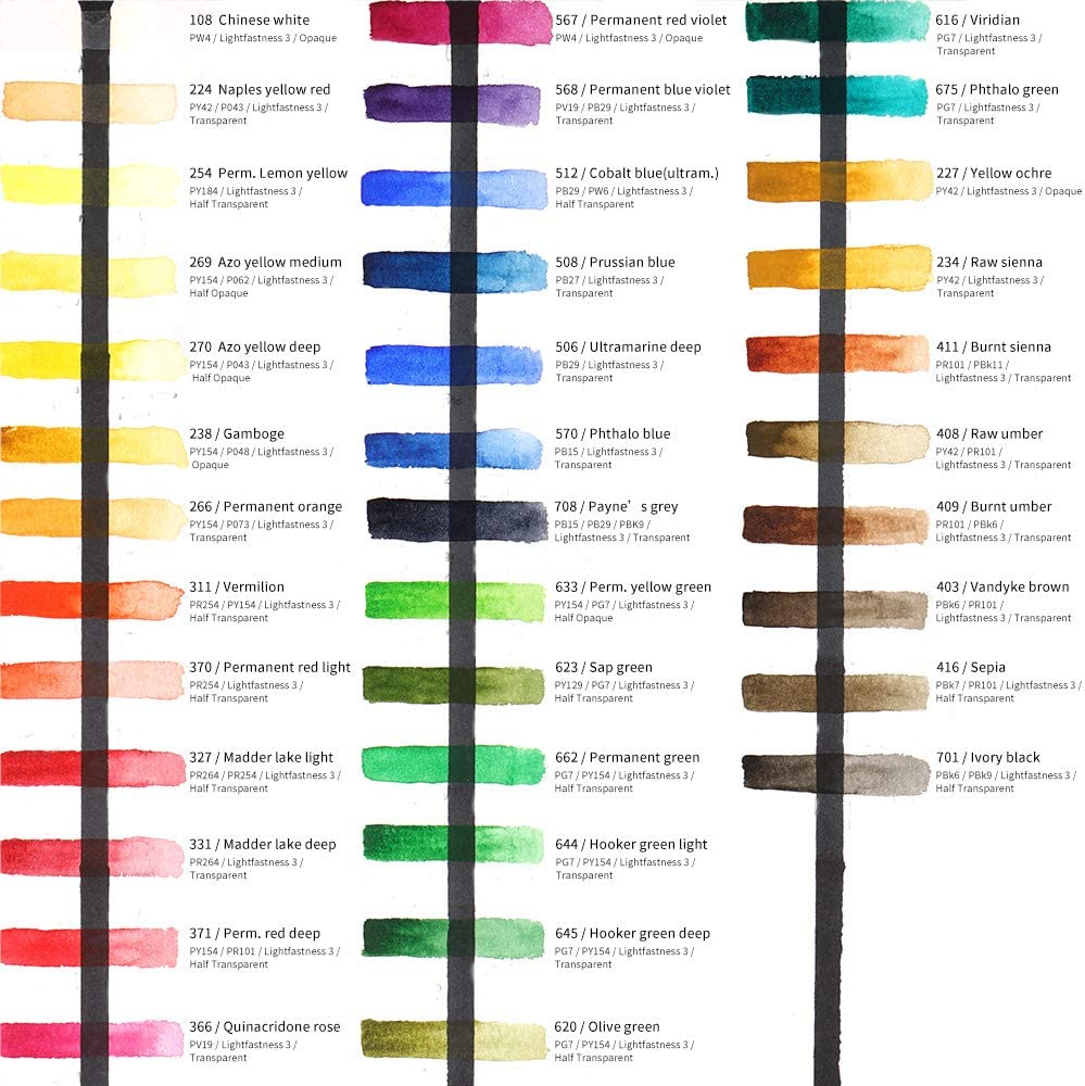 Paul Rubens 36 Vibrant Colors Watercolor Paint, Rich Pigments