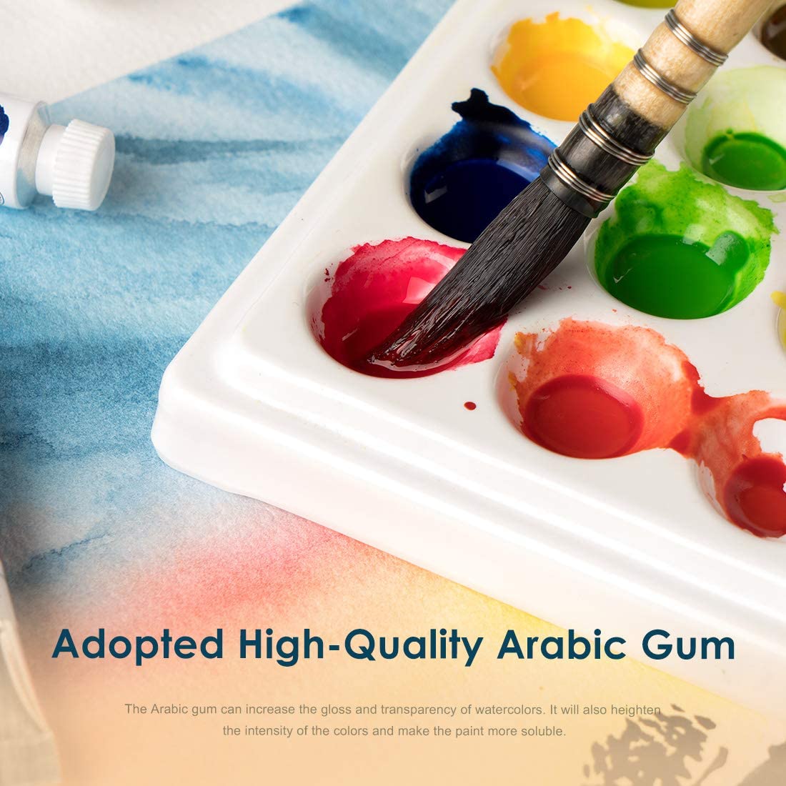 Paul Rubens 24 Vibrant Colors Watercolor Paint, Highly Pigmented