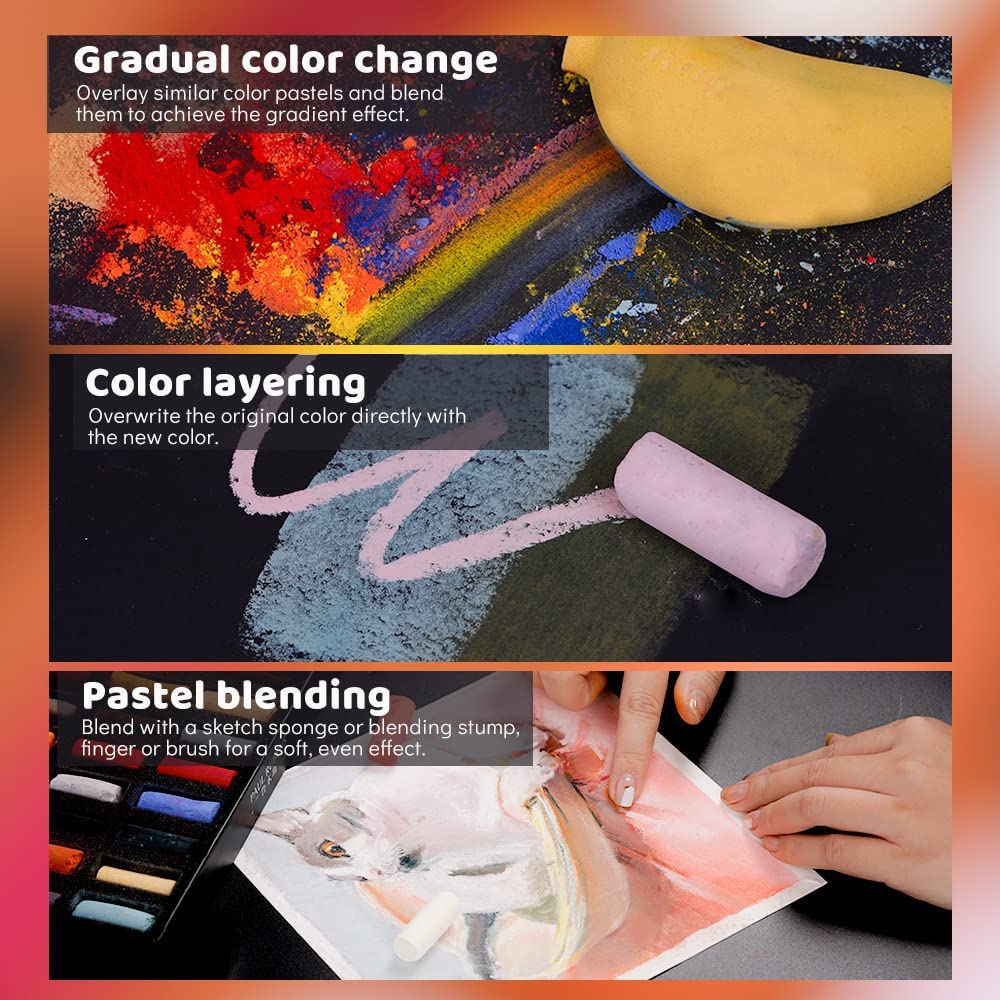 Paul Rubens Professional Soft Pastels, Handmade 40 Vibrant Colors Chalk Pastels