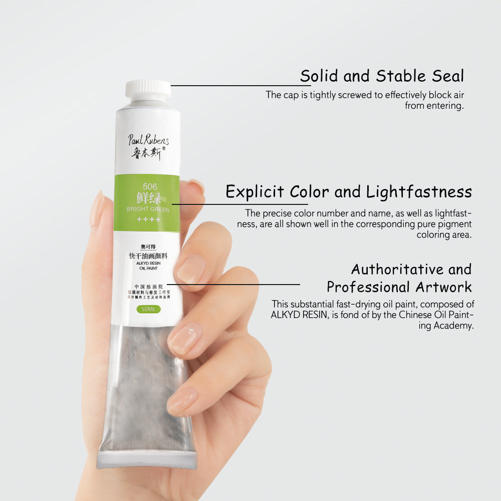 Paul Rubens Oil Paint, 20 Bright Oil Colors with High Saturation, 50ml Large Capacity Tubes