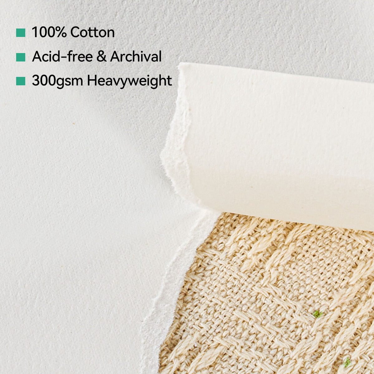 LIGHTWISH 100% Cotton Cold Press Watercolor Paper – 9×12", 300gsm, 22 Sheets