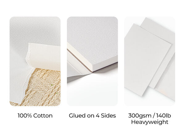 LIGHTWISH 100% Cotton Cold Press Watercolor Paper – 9×12", 300gsm, 22 Sheets
