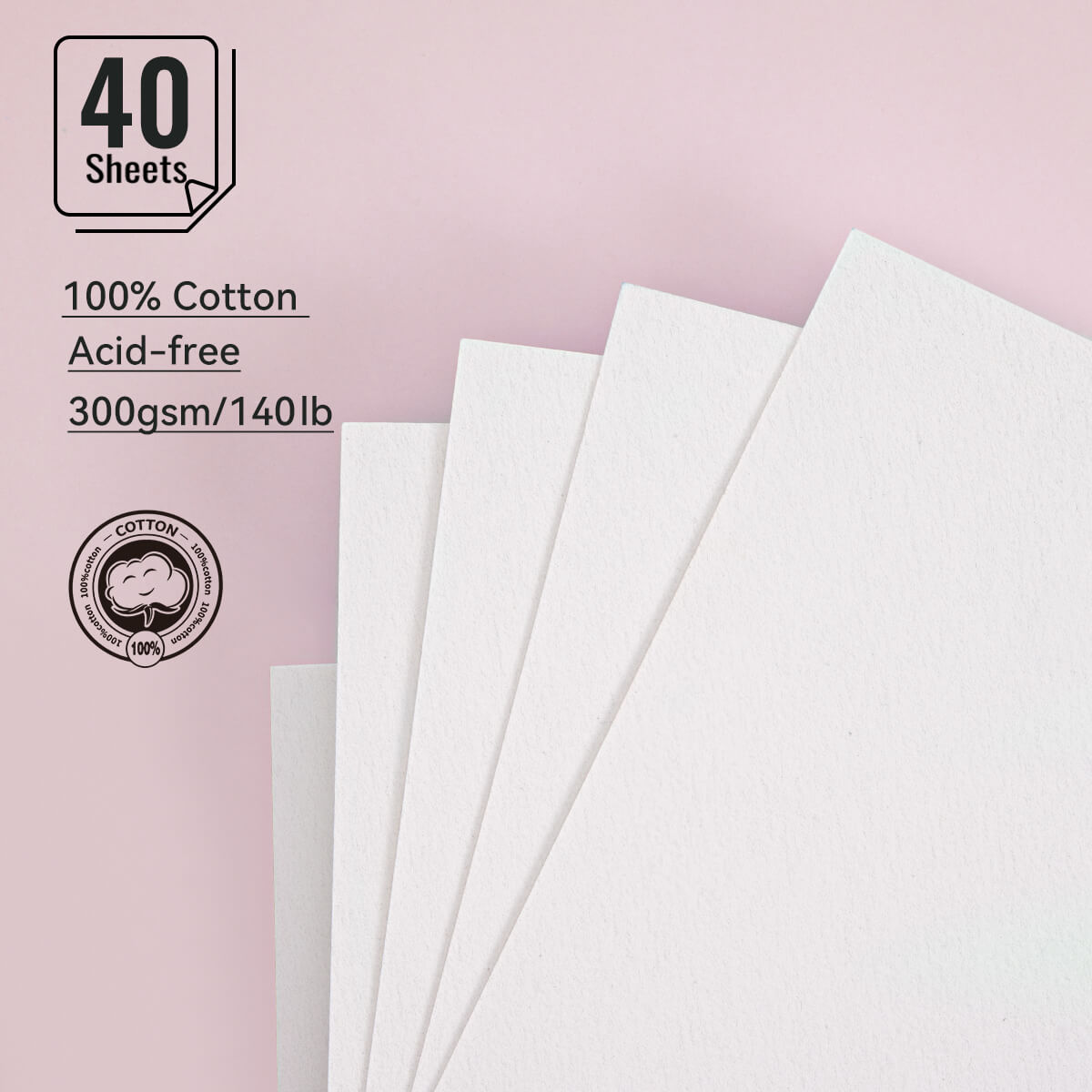 Papier de remplissage pour journal aquarelle Lightwish 100 % coton sans acide, recharge de papier A5, 20 x 2 feuilles, 8,2 x 5,5 pouces, papier aquarelle en vrac