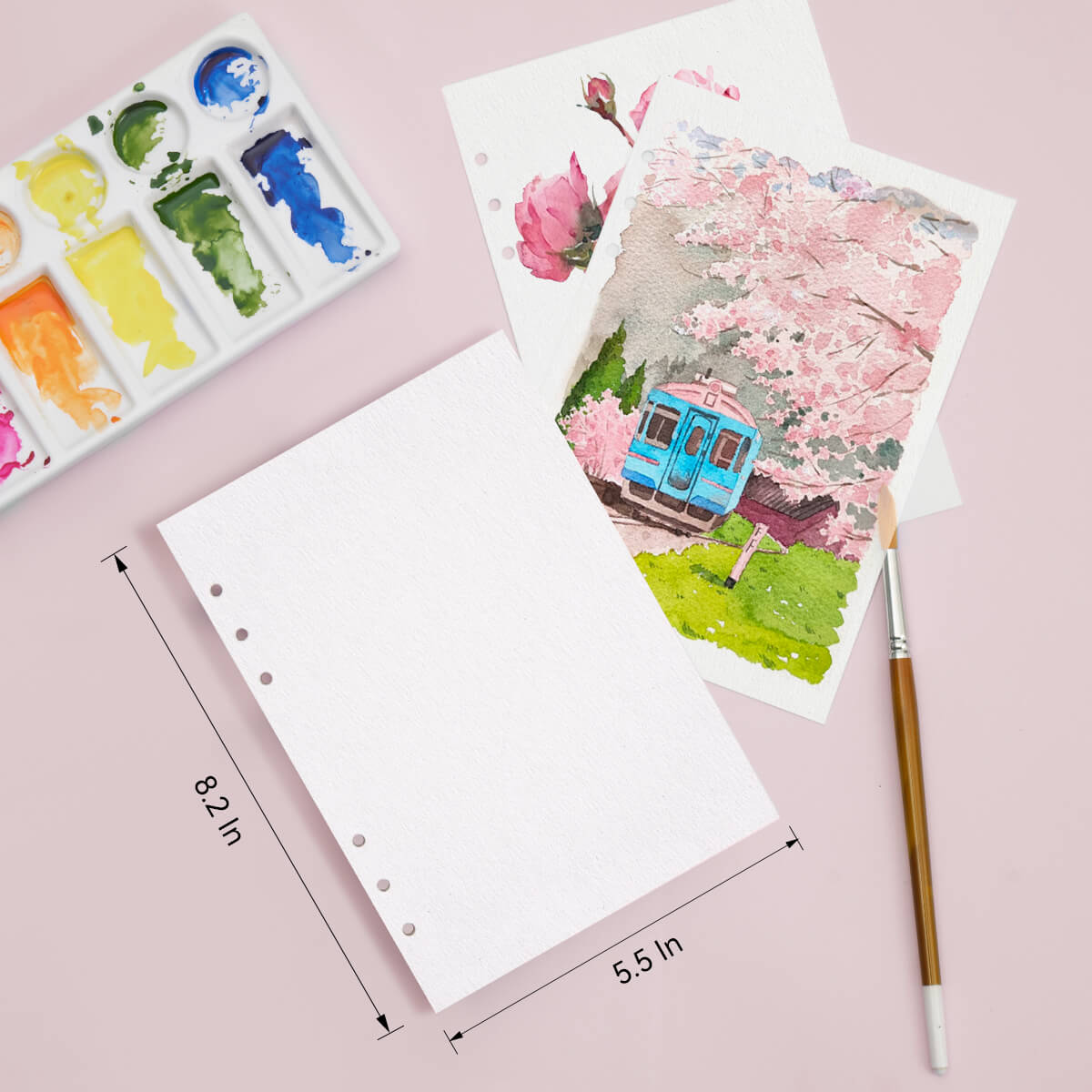 Papier de remplissage pour journal aquarelle Lightwish 100 % coton sans acide, recharge de papier A5, 20 x 2 feuilles, 8,2 x 5,5 pouces, papier aquarelle en vrac