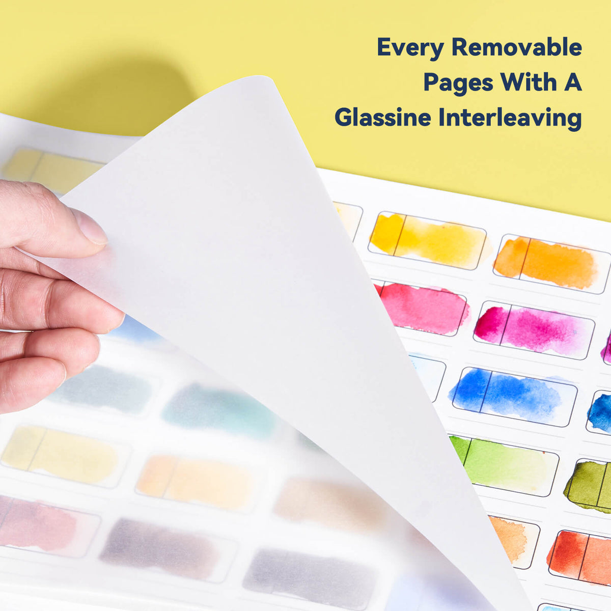 Lightwish Watercolor Swatch Book, 12 sheets, 100% Cotton, 300gsm/140lb, Acid-Free, Hot Press