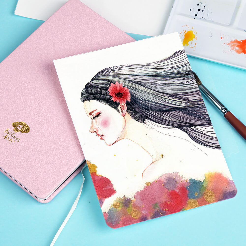 Paul Rubens Watercolor Paper, 100% Cotton Hot Press Watercolor Journal 7.6" x 5.3", 20 Sheets