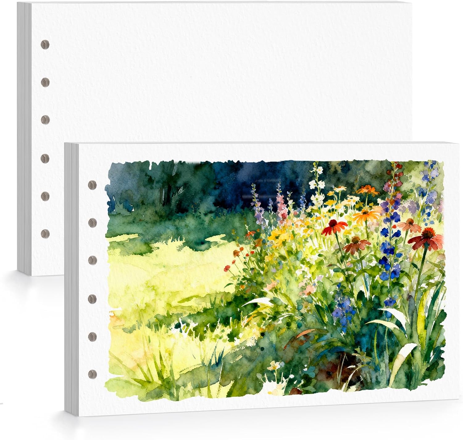 Lightwish Watercolor Paper Refill, 2 Pack 40 Sheets Total - 100% Cotton Acid-Free 300gsm/140lb A5 Landscape Format, Cold Press Texture - Compatible with Lightwish A5 Watercolor Sketchbook （5.8*8.2in)