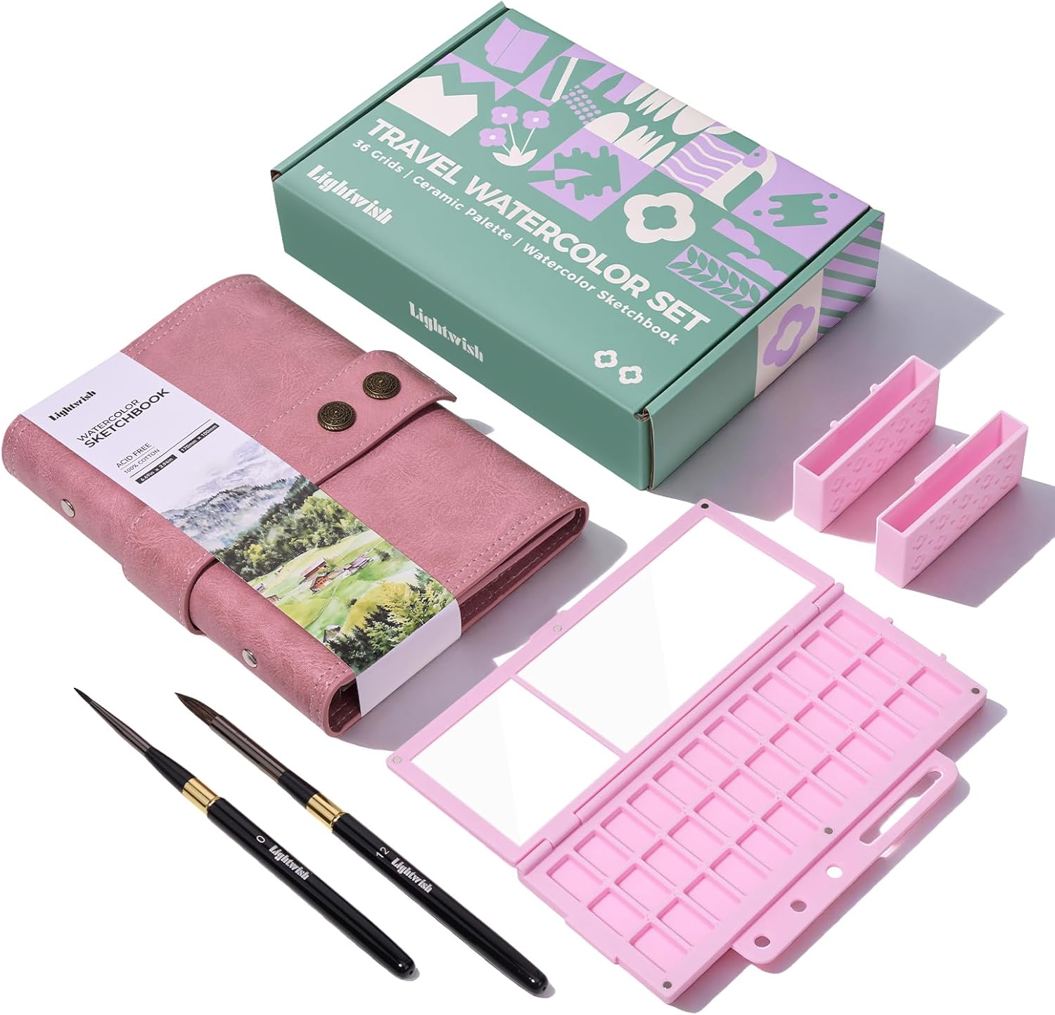 Lightwish Travel Watercolor Journal Set –  6.7x3.9 Inch  Cold Press Edition