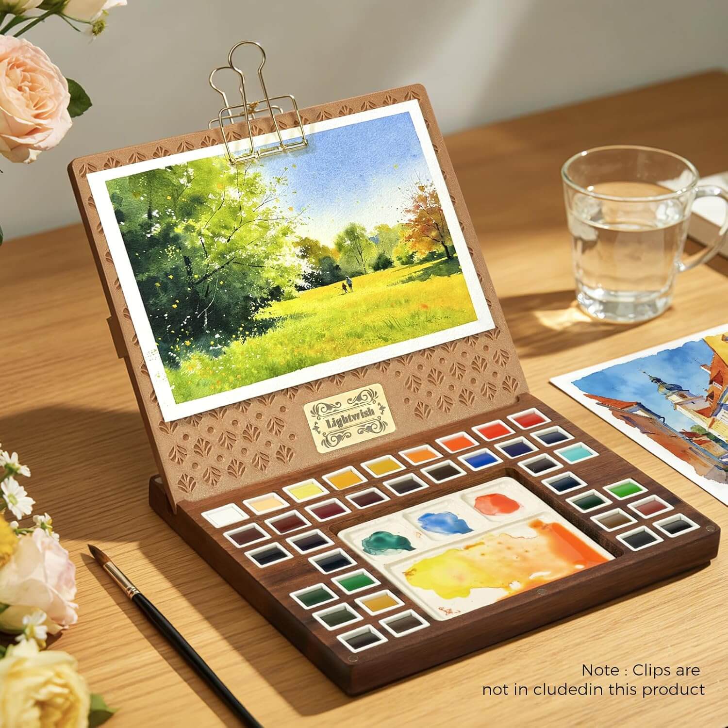 Lightwish Watercolor Paint Set – 36 Colors with Wooden Palette Box