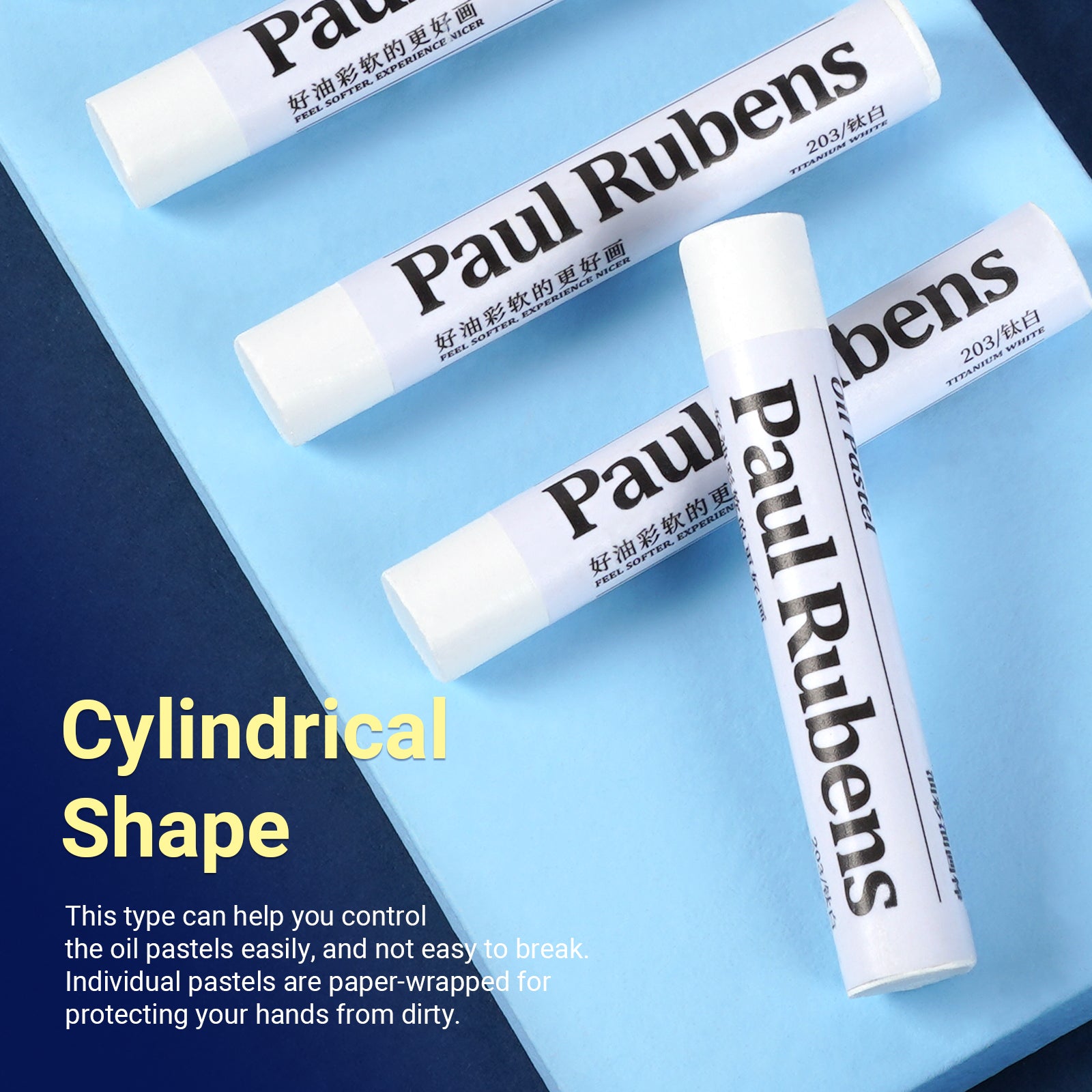 Paul Rubens Pastels à l'huile, pastels blancs doux d'artiste 6 par paquet